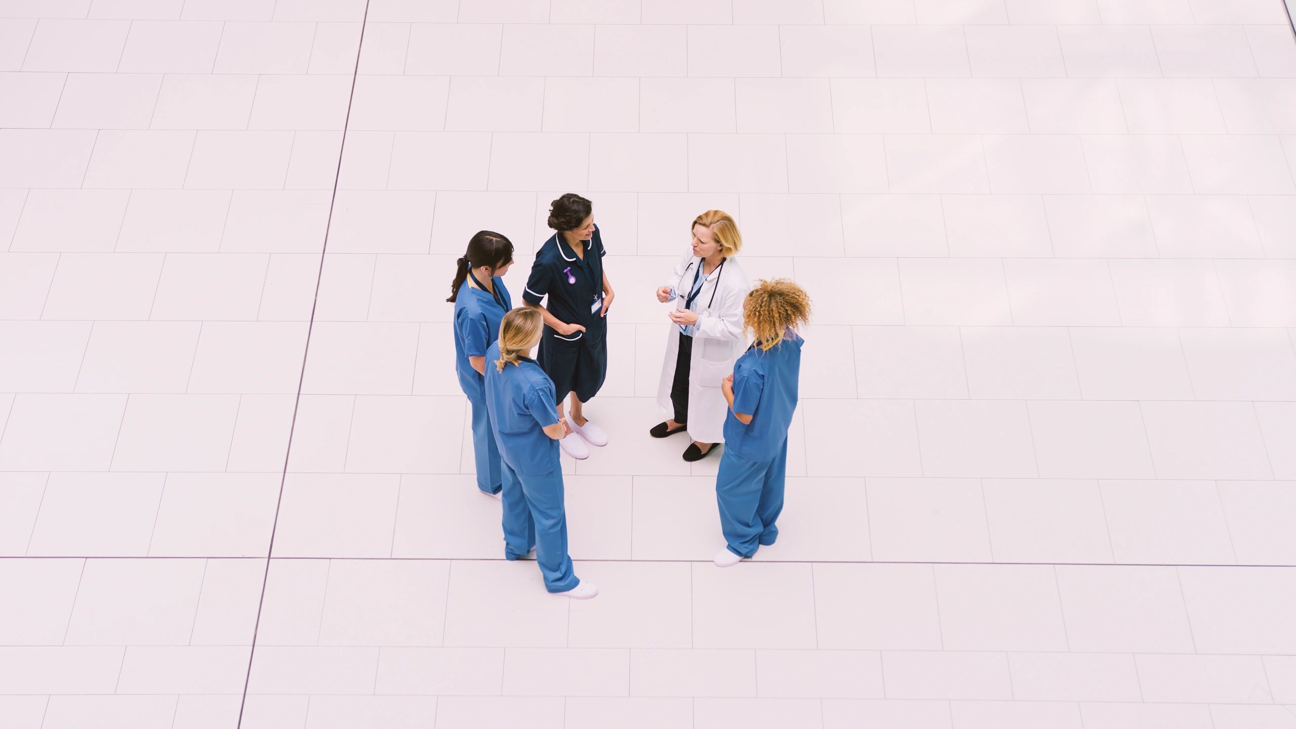 Healthcare team collaborating in a hospital setting